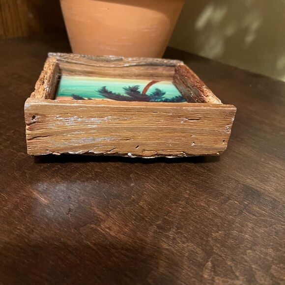 LOBSTER TRAP ART “Southermost Sunset” Ceramic tile with wood frame 5” - Picture 4 of 6